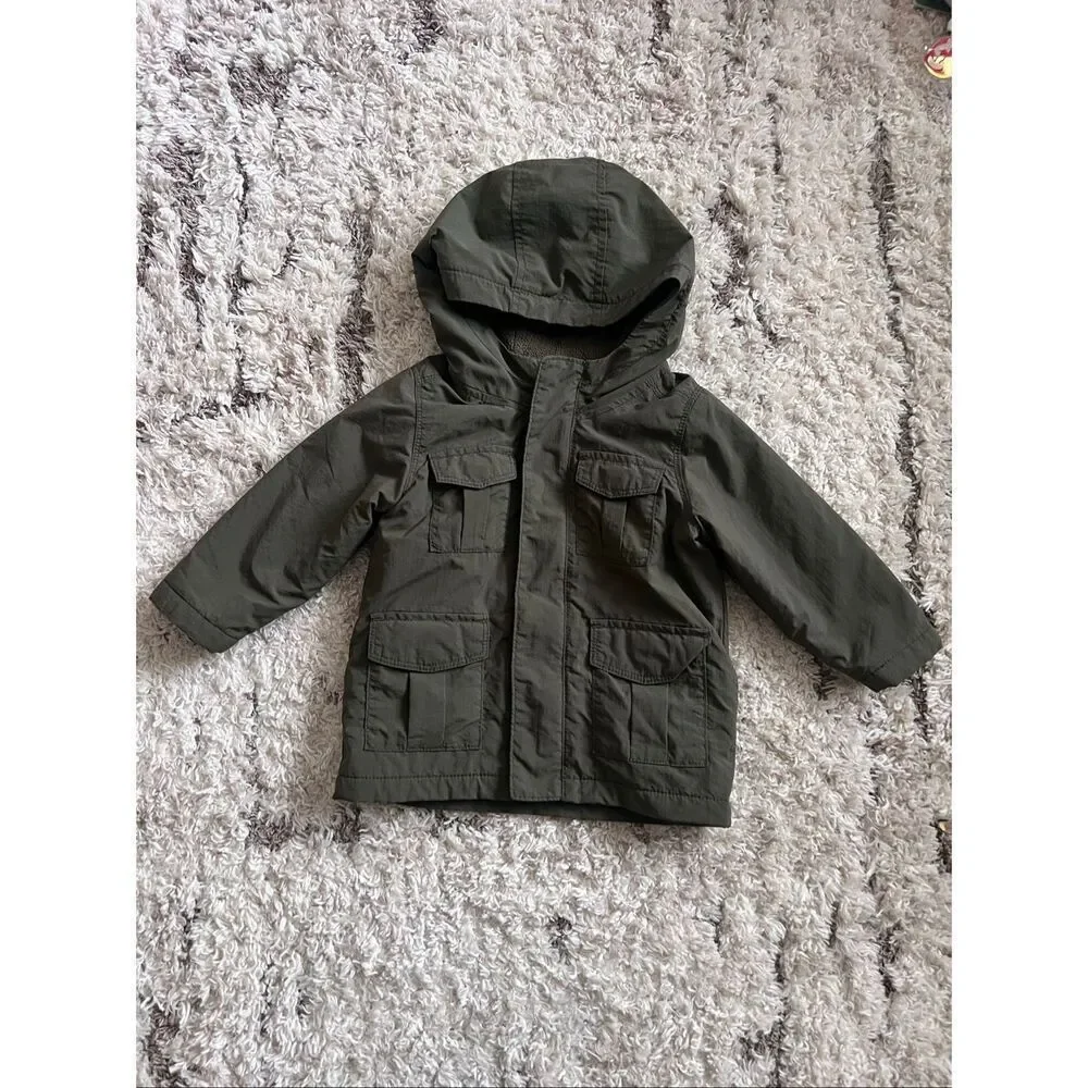 Old Navy Toddler Cargo Jacket, Olive Green,  18-24,Very Gently Used